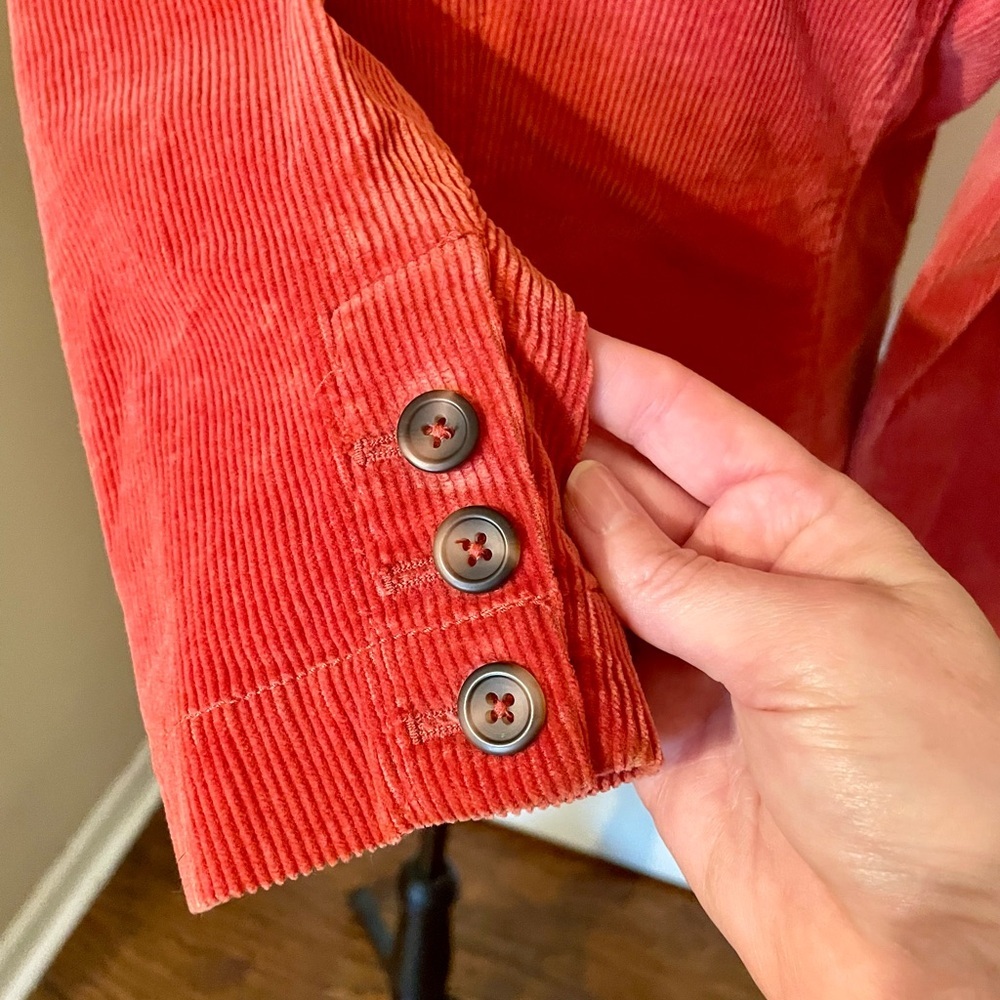 Talbots Salmon Orange Corduroy Blazer Jacket Size 8  Lined Academia Preppy Work - Picture 8 of 12